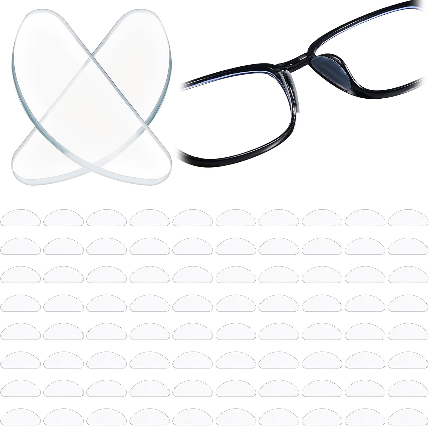 40 Pairs Adhesive Eyeglass Nose Pads, Soft Silicone Glasses Nose Pad, Non Slip Noses Pads for Glasses Accessories, Clear Glass Noses Grips for Eyeglasses Sunglasses
