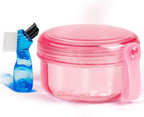 No Leak & Non-Slip Partial Denture Case Retainer Bath Box Cup, Denture Soaking Cup False Teeth Holder Box Case with Strainer Basket and Brush,Dishwasher safe - Transparent Pink