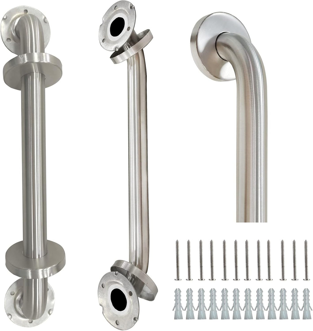 2 Pack Grab Bars for Bathroom, 16 Inch Brushed Nickel 304 Stainless Steel Shower Grab Bar, Safety Assist Handicap Grab Bar, 500lbs Support Grab Bar for Bathtubs and Showers for Gifts