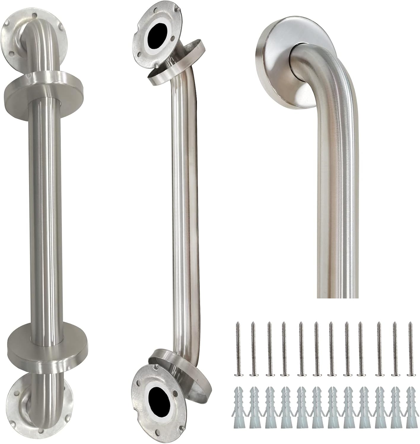 2 Pack Grab Bars for Bathroom, 16 Inch Brushed Nickel 304 Stainless Steel Shower Grab Bar, Safety Assist Handicap Grab Bar, 500lbs Support Grab Bar for Bathtubs and Showers for Gifts
