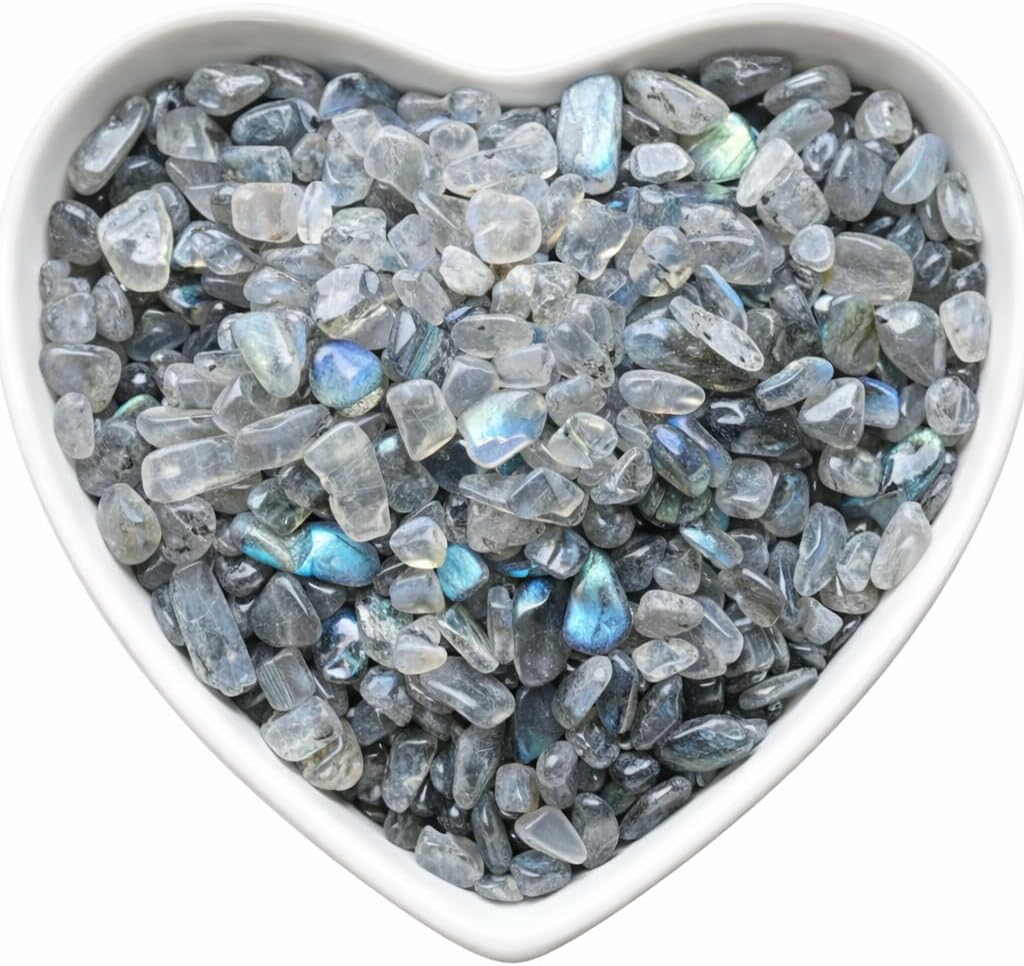 Labradorite Crystal Chips 100g – Natural Tumbled Polished Gemstone Stones for Jewelry Making, Reiki Healing, Chakra Work, Resin Art, Aquarium Gravel & Home Décor