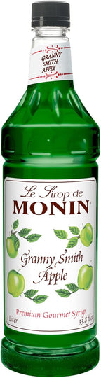 Monin - Granny Smith Apple Syrup, Great for Cocktails and Lemonades, Gluten-Free, Non-GMO (1 Liter)