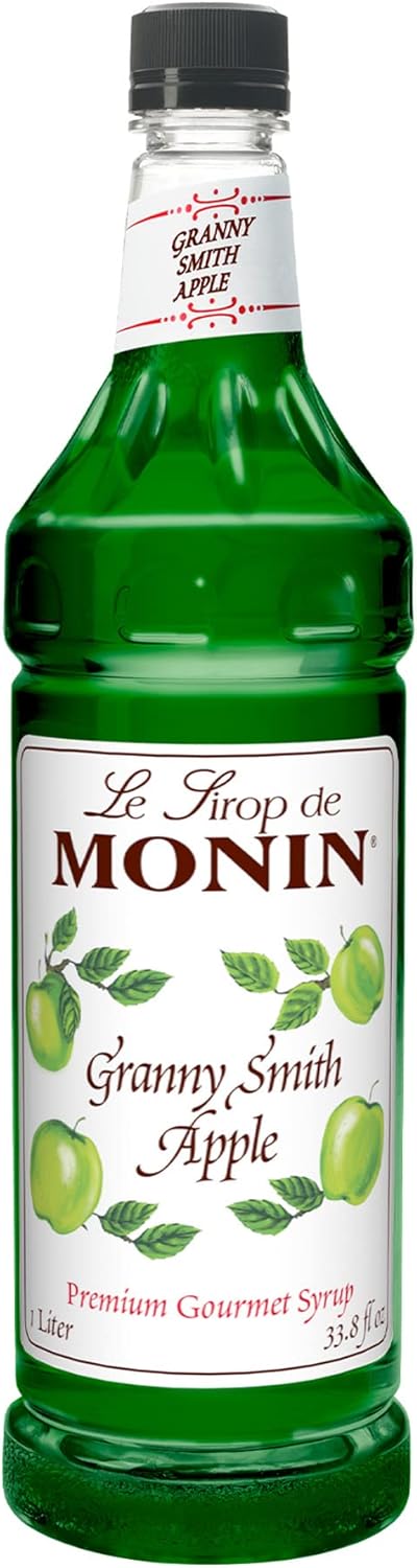 Monin - Granny Smith Apple Syrup, Great for Cocktails and Lemonades, Gluten-Free, Non-GMO (1 Liter)