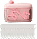 Travel Floss Picks with Case - Automatic Pop-Up Dispenser, 50 Count Dental Flosser, Portable and Refillable for Home, Restaurant, and Oral Care (Medium, Pink Box)