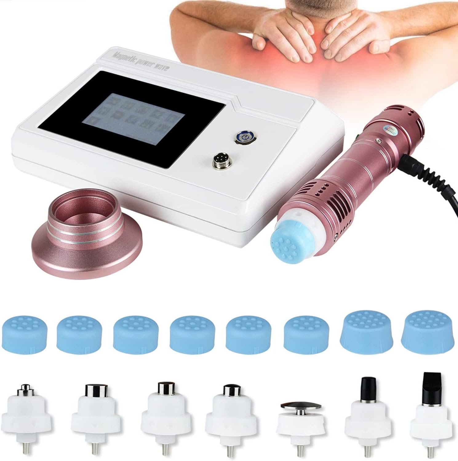 KLUFO Shockwave Therapy Machine for ED,Shockwave ED Therapy Machine ESWT Shock Wave Therapy Treatment Equipment for Pain Relief, Erectile Dysfunction(110-240V),Rosegold