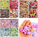 Zhiheng Random 30 Pack Cute Candy Plastic Beads Fruit Dessert Ice Cream Resin Charms Slices Flatback Buttons for Handcraft Accessories Scrapbooking Phone Case Decor (Donut)