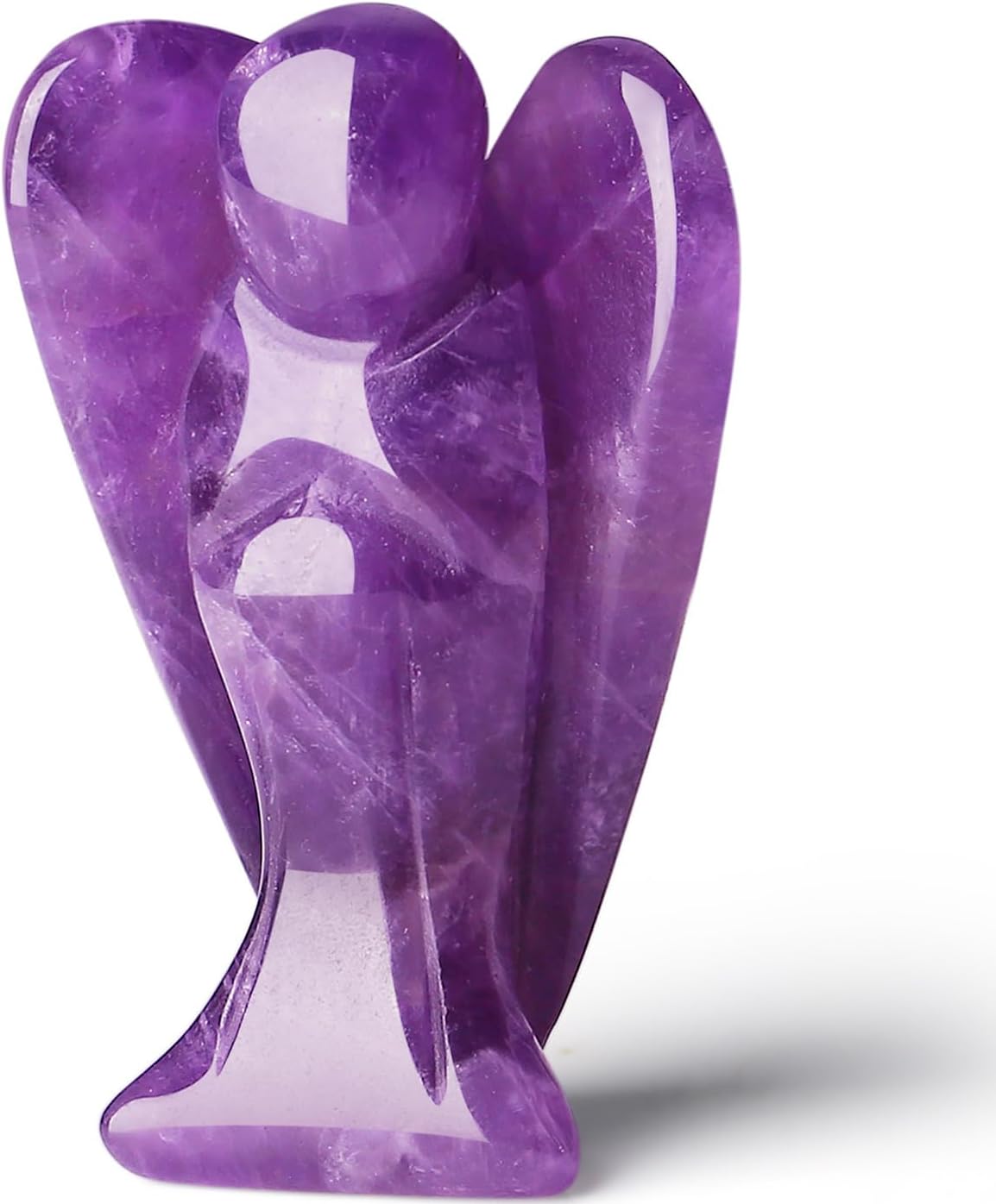 QINJIEJIE Amethyst Crystal Angel Crystals Healing Stones Guardian Angel Statue Pocket Gemstone Stocking Stuffers Purple Decor Polished Cute Carved Angel Figurine Spiritual Purple Gifts for Women Men