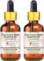 Greenwood Essential Pure Cumin Seed (Jeera) Essential Oil (Cuminum cyminum) with Glass Dropper Steam Distilled (Pack of Two) 100ml X 2 (6.76 oz)