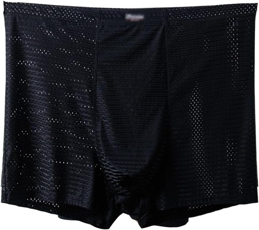 ElzEy 3 Packs Men's Boxer Briefs, Ice Silk Soft Underwear, Oversized Inner Pants Plus Size Boxershorts, 2XL-13XL (Color : Black, Size : XX-Large)