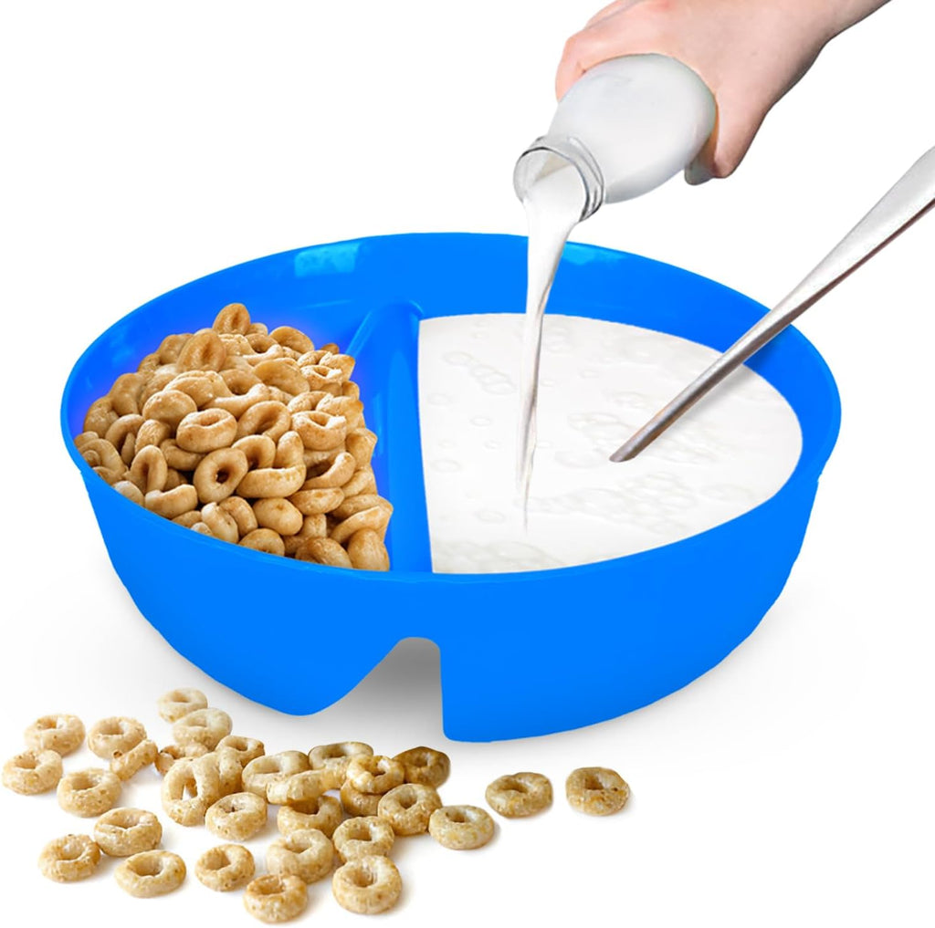 Just Solutions Crunch Anti-Soggy Cereal Bowl - Keeps Cereal Fresh & Crunchy | BPA Free | Microwave Safe | Ice Cream & Topping, Yogurt & Berries, Fries & Ketchup and More - Blue