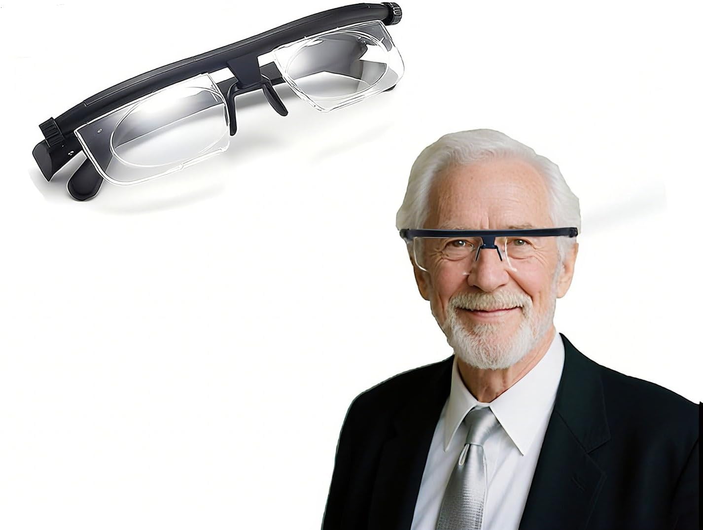 Flexvision Adjustable Vision Glasses Flex Focal Length Adjustable with Dial Vision for Near and Far Vision - Men & Women, Unisex.