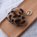 Generic Brown Leopard Print Heart Keychain Accessory for Women Girls