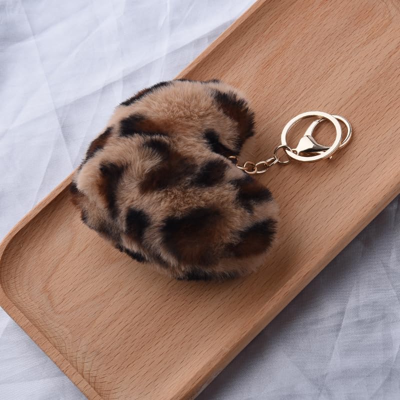 Generic Brown Leopard Print Heart Keychain Accessory for Women Girls