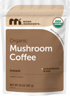Organic Instant Mushroom Coffee, 14 oz | Medium Roast Arabica | 10-Mushroom Blend with Lion’s Mane, Reishi, Chaga, & More | Certified Organic | Gluten, Dairy, Soy & Tree Nut Free