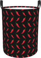 Black Chili Peppers Laundry Basket Waterproof Collapsible Round Laundry Hamper Toys Clothes Organizer Gift Basket For Room Small