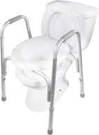 PCP Raised Toilet Seat and Safety Frame, Pre-Assembled Tool Free, Secure Adjustable Height, Made in USA, Regular