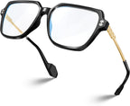 VISOONE Oversized Blue Light Blocking Glasses with Chic Square TR90 Frame and Metal Temple for Women Men REMY