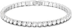 3mm/4mm Cubic Zirconia Classic Tennis Bracelet 14K Gold Plated/Silver Bracelets for Women Size 6.5-7.5 Inch