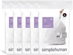 simplehuman Code L 100 Count, Dispenser Pack Custom Fit Liners, Drawstring Trash Bags, 18 Liter / 4.7 Gallon, White