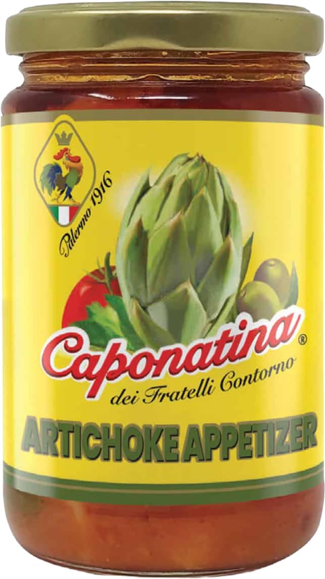 Contorno Artichoke Caponata Spread (10.6 oz) – Sicilian Caponatina Appetizer for Bruschetta, Pasta & Charcuterie,Natural, Vegetarian, Ready to Eat Italian Antipasto (1 Pack)