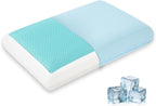 Cooling Pillow for Sleeping, Gel Memory Foam Pillow with Reversible Cover, Neck Support for Side, Back and Stomach Sleepers, Removable & Machine Washable Cover, Bed Pillows for Hot Sleepers, Blue