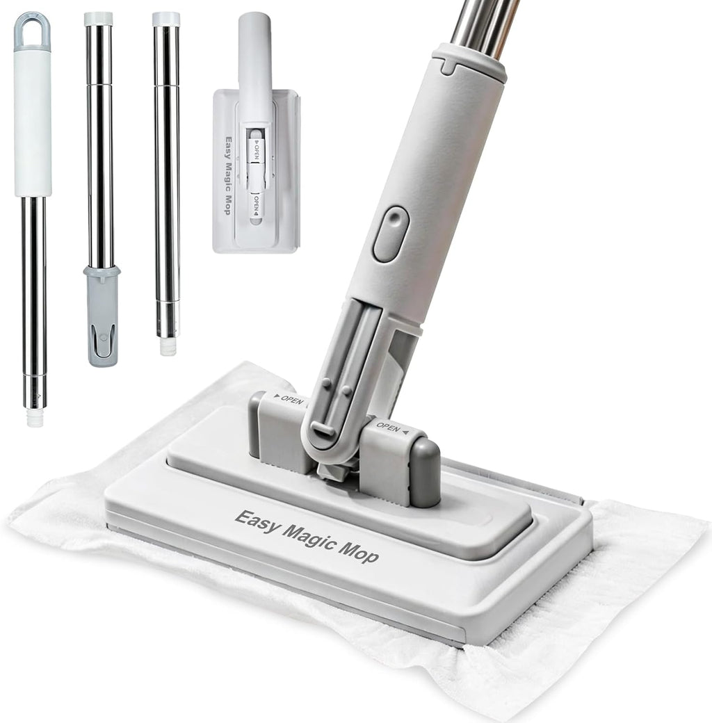 Snap on Grip Mini Mop, No-Touch Lazy Mop, Touch-Free Cloth Attachment, Secure Cleaning Pad Grip, Compact Design, Disposable Dust Mop for House Wall,Bathroom, Windows, Corners 6 Cloth