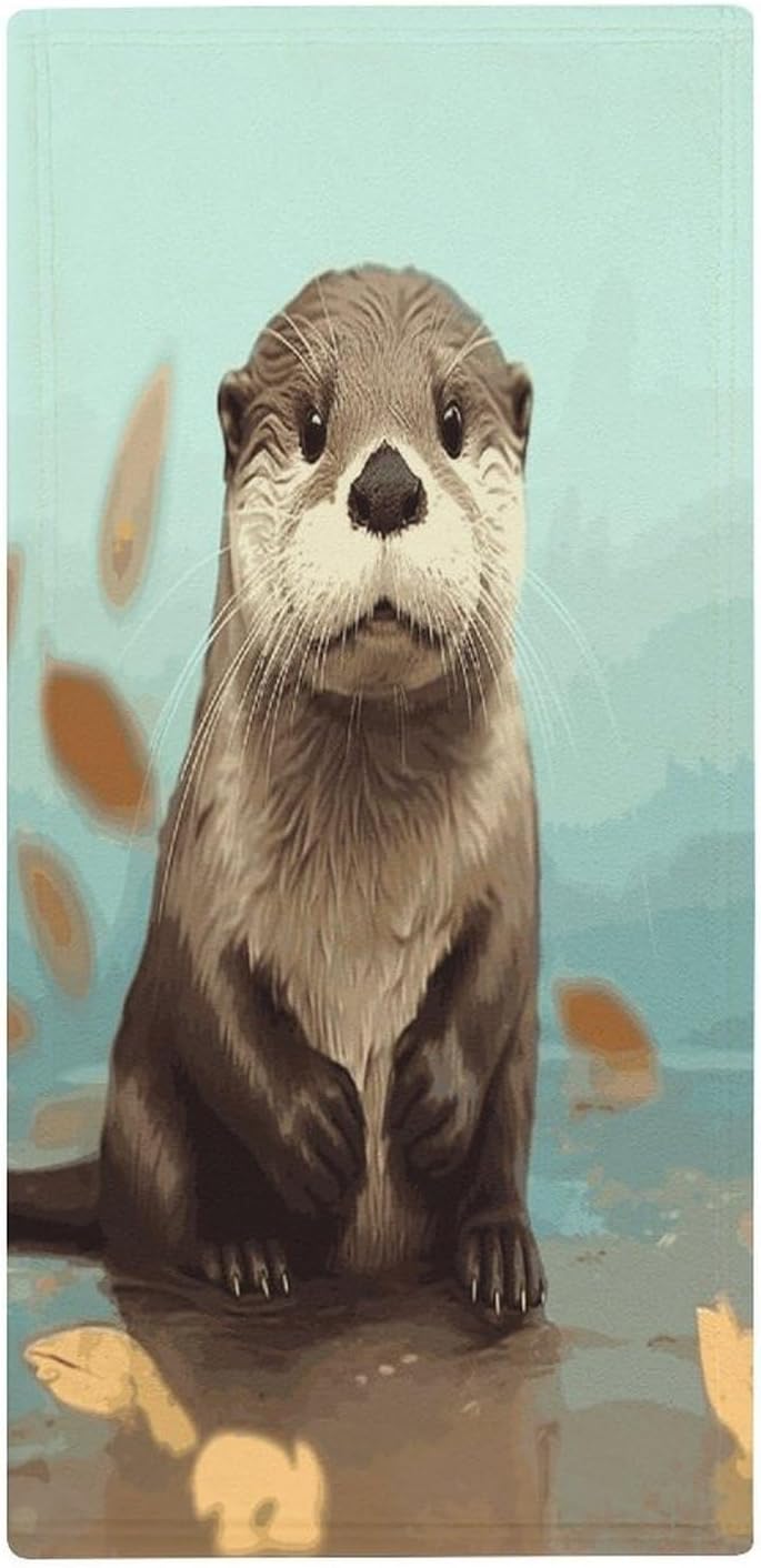 MUSM Premium Hand Towels for Bathroom Ultra Soft Printed Towels Coral Velvet Kitchen Hand Cute Otter Towel Highly Absorbent Hotel Spa Towel Collection 13.8 X 28.7 in