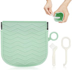 Silicone Retainer Case with Hanging Ring Cute Retainer Holder Dental Thin Container Braces Case with Vent Holes Aligner Cleaner Brush Portable Travel Partial Denture Night Mouth Guard (Green)