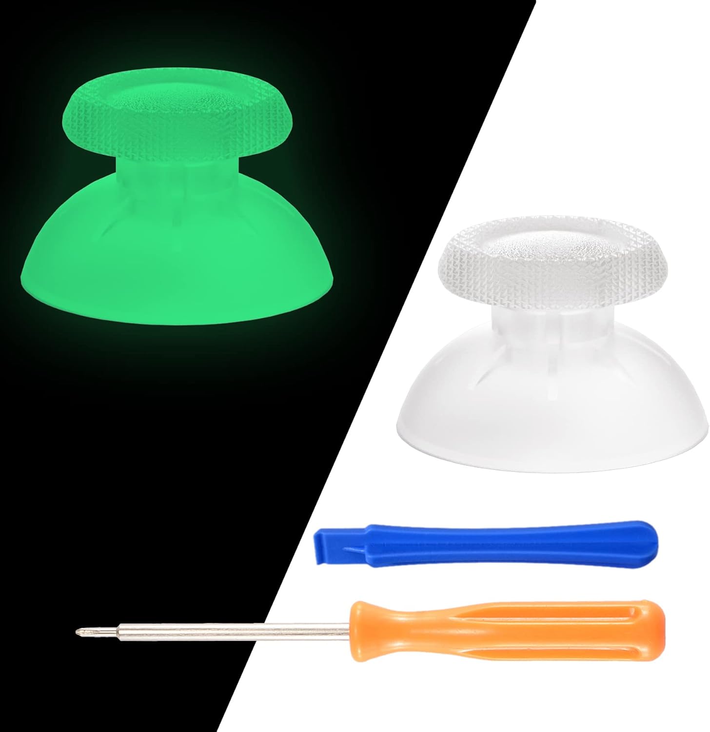 eXtremeRate Glow in Dark - Green Replacement Thumbsticks for PS5 Controller, Custom Analog Stick Joystick for PS4 Controller Universal