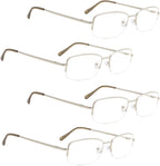 LUR READING GLASSES 4 pack Metal Half-rim Include Sunshine Readers