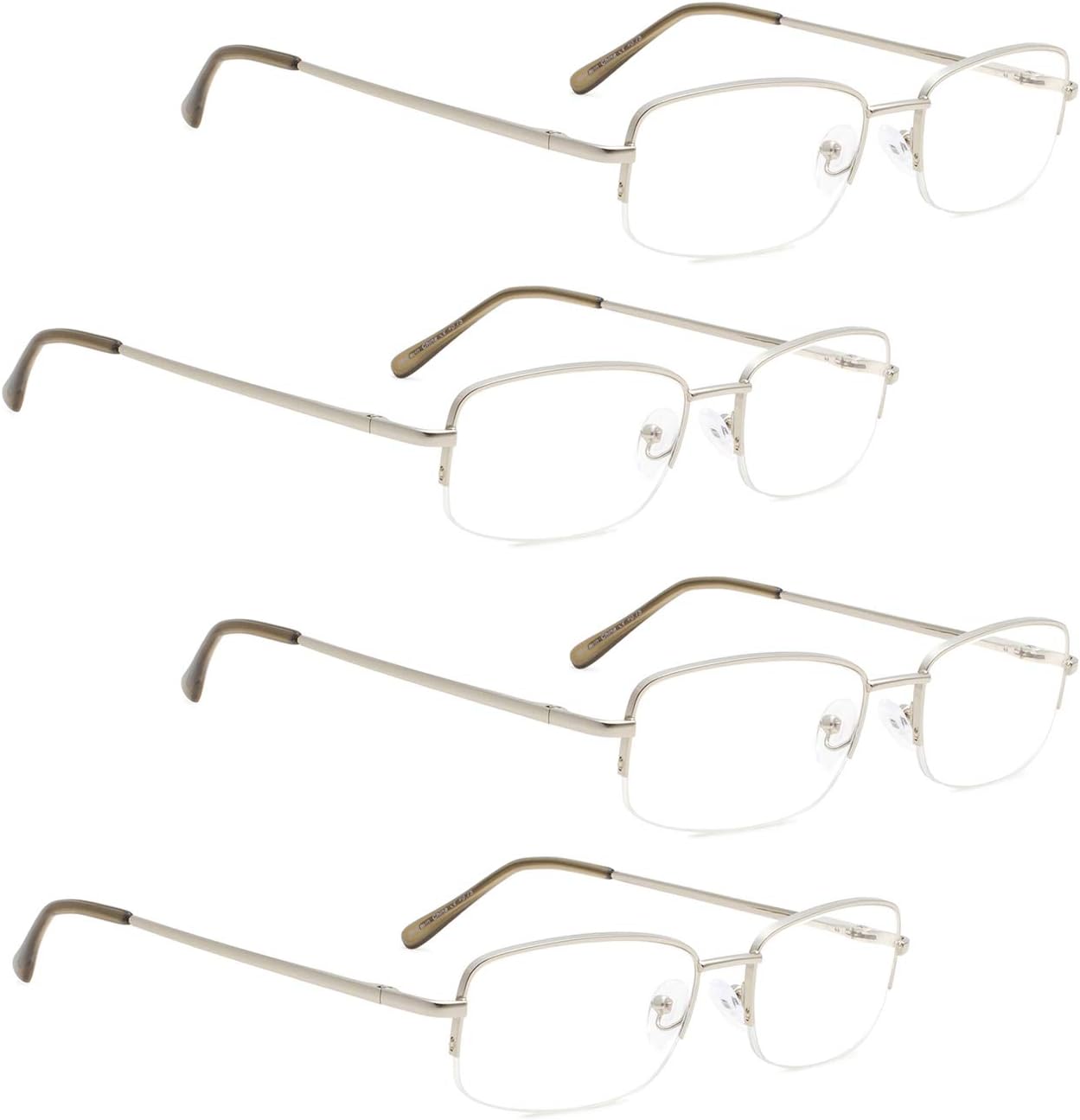 LUR READING GLASSES 4 pack Metal Half-rim Include Sunshine Readers