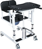 Patient Lift Transfer Chair for Elderly and Home, Portable Adjustable Height Lift Nursing Wheelchair 180° Split PU Leather and Thickened Sponge Seat, 440lbs, 4 in1 Footrest Hydraulic Lift Chair