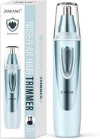 Ear and Nose Hair Trimmer Clipper - 2026 Professional Painless Eyebrow & Facial Hair Trimmer for Men Women, Battery-Operated Trimmer with IPX7 Waterproof, Dual Edge Blades for Easy Cleansing Blue