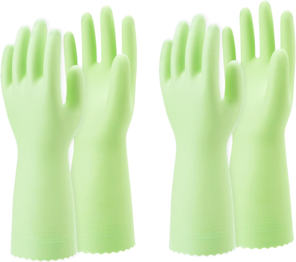SHOWA 111 Skin-Friendly Dishwashing Gloves, Latex-Free PVC, Reusable Housekeeping Gloves with Cotton Liner, Non-Slip Grip for Kitchen & Gardening, Made in Japan, Medium, 2-Pairs