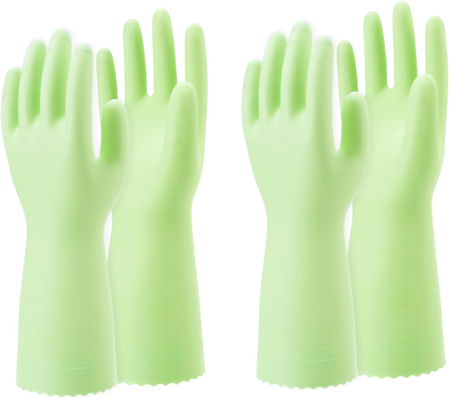 SHOWA 111 Skin-Friendly Dishwashing Gloves, Latex-Free PVC, Reusable Housekeeping Gloves with Cotton Liner, Non-Slip Grip for Kitchen & Gardening, Made in Japan, Medium, 2-Pairs