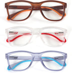 DXYXYO 3 Pack Sport Blue Light Blocking Reading Glasses, Womens Mens Readers with Spring Hinge Square Lightweight