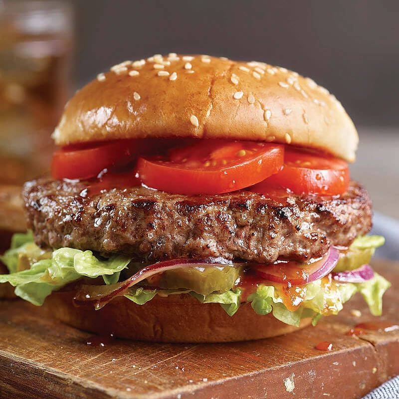 Premium Classic Beef Steak burgers, 12 count, 4.5 oz each - Vacuum Sealed Restaurant-Quality Beef and Cooking Instructions from Kansas City Steak Company. A Grill Ready True American Classic.