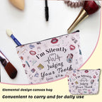 yaozeio Dental Hygienist Gifts for Women Makeup Cosmetic Bag for Women Girls Dentist Assistant Bags Dental Hygiene Student Gifts Zipper Make Up Pouches I'm Silently Judging Your Teeth Bag