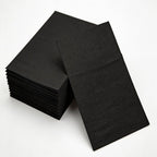 50 Pack, Airlaid Black Napkins, Linen-Feel Black Paper Napkins, Cloth Like Dinner Napkins with Built-in Flatware Pocket, Pre-Folded Absorbent Disposable Paper Hand Towels for Kitchen, Party