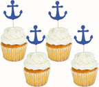 Anchor Cupcake Toppers - Classic Navy Blue Anchor Toppers - Party Picks - Food Picks - Nautical Party Decorations (Set of 24)
