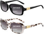 JM 2 Pack Classic Bifocal Reading Glasses Rectangular Stylish Sunglasses Readers for Women +1.5 All Black&Grey Tortoise