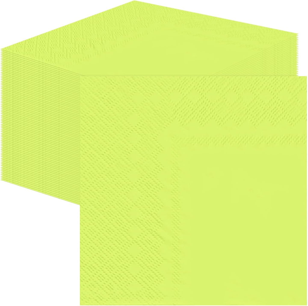 SietDESEO 50 Pieces Lime Green Napkins Disposable 3-Ply Lime Green Cocktail Napkins Paper Dinner Napkins for Birthday Baby Shower Wedding Valentines Day Party Beverage Napkin