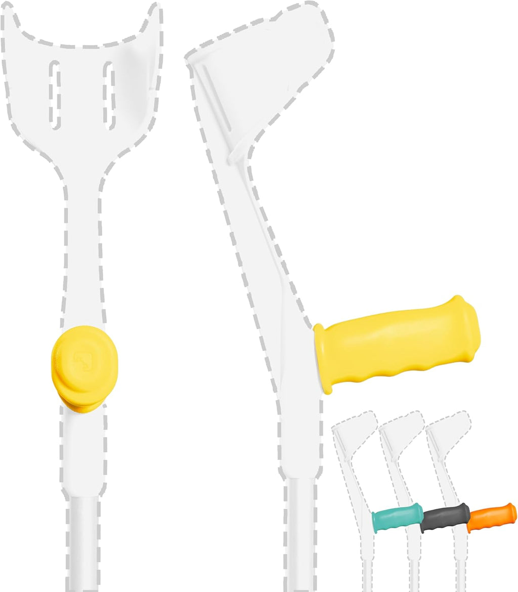 MySleeve - Crutch Handle Covers (set of 2) with Soft Gel Pads, Prevent Falling Crutches and Sore Hands, Hand Pain, Comfy Crutch Grips. Turquoise/Yellow/Black/Orange