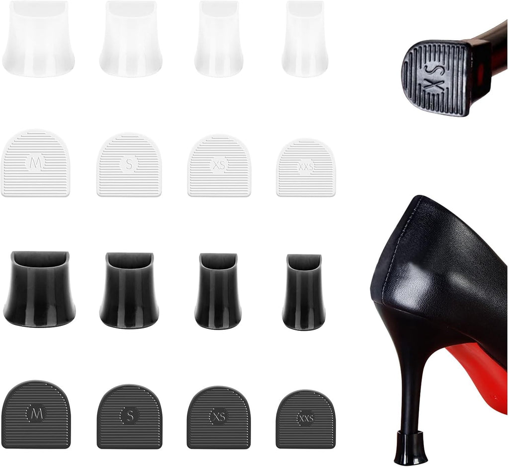 Heel Cover Caps, 4Sizes Heel Protectors, Non-Slip Noise Reducing Heel Replacement Tips,Heel Covers for Stiletto Tips