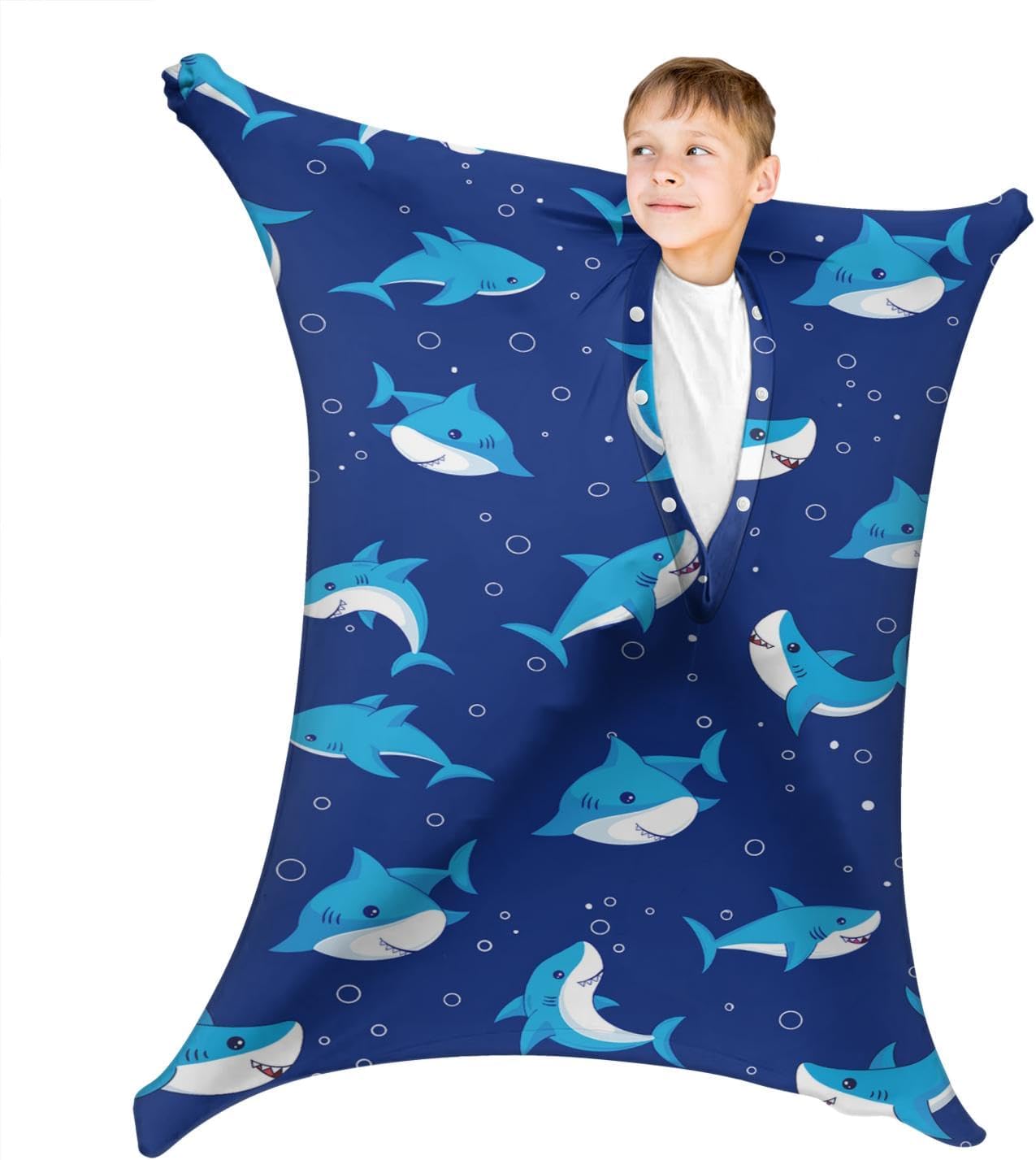 Shark Dynamic Movement Stretchy Sensory Body Socks - Stretchable Sensory Sack to Help Kids Relax and Focus - ADHD and Improve Sensory Full Body Sock for Kids (Large)