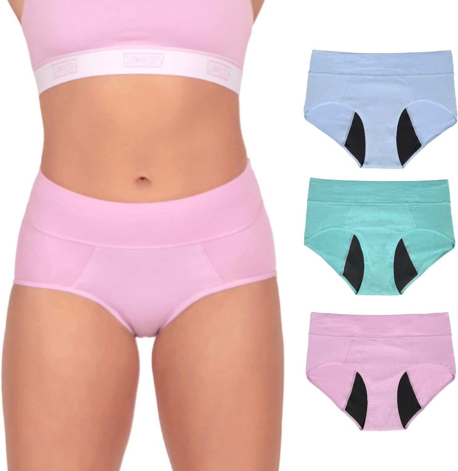 Bambody Absorbent Panties, Period Underwear for Women and Teens - All-Day Long - Overnight Protection- Postpartum, Leakproof
