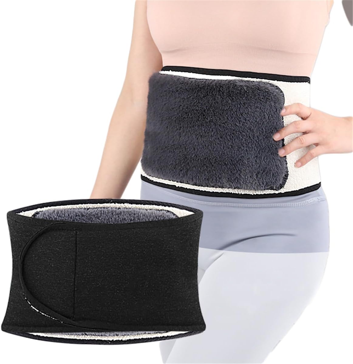 Winter Warm Waist Belt, Thicken Soft Thermal Plush Waist Warmer Adjustable Lumbar Support Warm Belt, Men Women Stomach Abdominal Support Band Wrap Back Brace Warm Strap Kidney Binder Waistband (L)