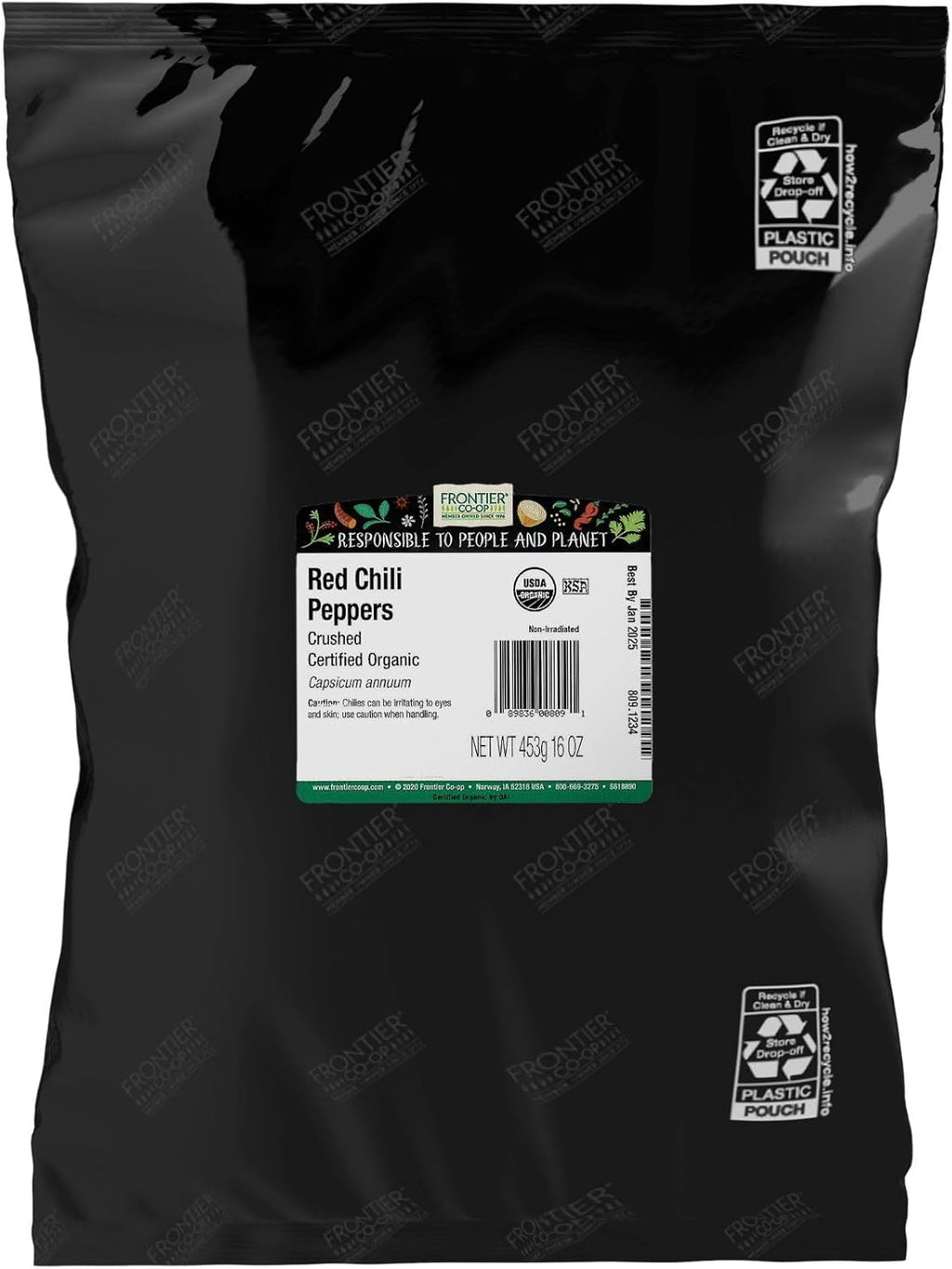 Frontier Co-op Organic Crushed Red Chili Peppers - Kosher | 16 Ounce (Pack of 1)