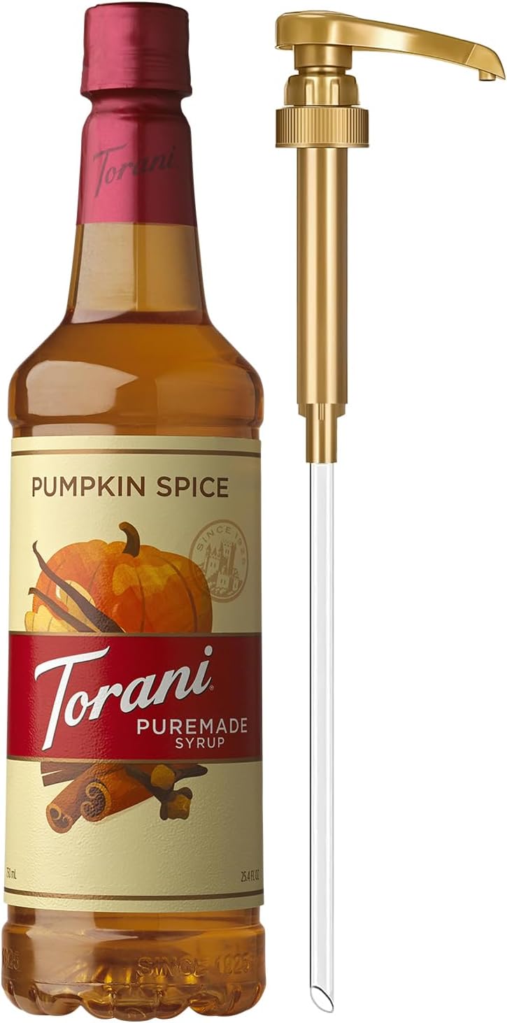 Torani Puremade Syrup, Pumpkin Spice Flavoring for Drinks, Pump Included, 25.4 Fl Oz