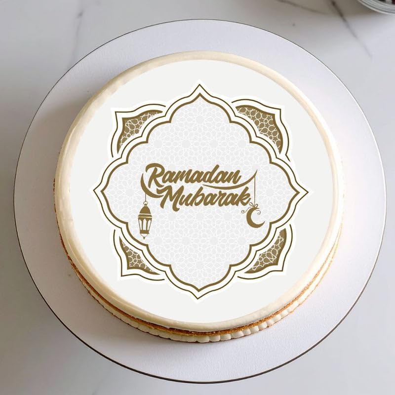 Ramadan Mubarak Edible Cupcake Toppers | PRECUT Gold Islamic Cake Decorations